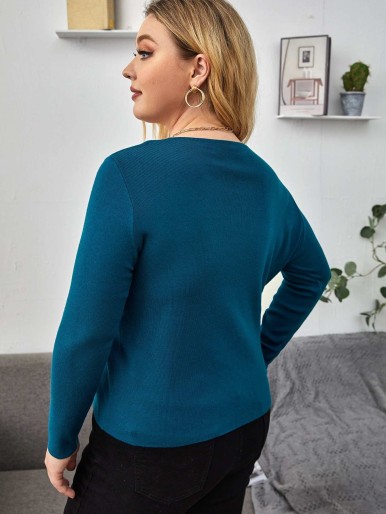 SHEIN Plus Asymmetrical Neck Sweater