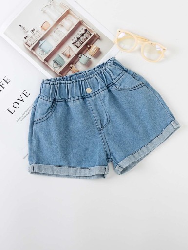 Toddler Girls Rolled Hem Denim Shorts