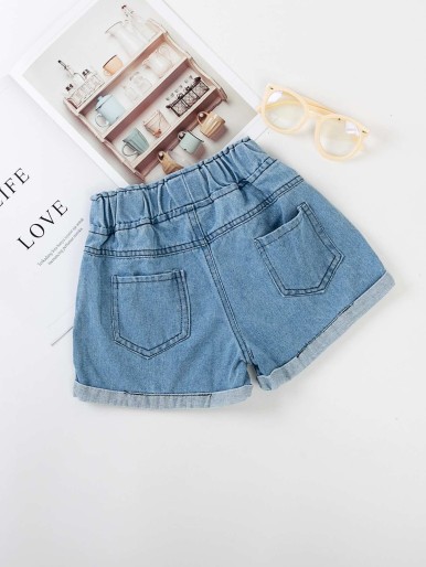 Toddler Girls Rolled Hem Denim Shorts