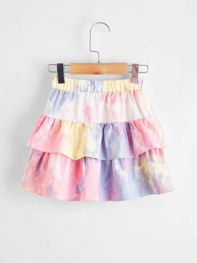 SHEIN Toddler Girls Tie Dye Layered Skirt