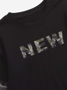 Boys Letter & Camo Print 2 In 1 Tee