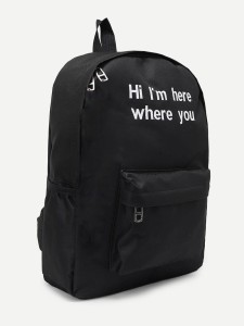 Slogan Ribbon Embroidered Backpack