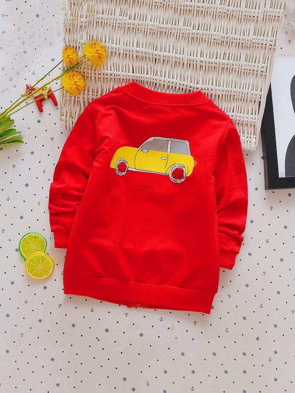 Toddler Boys Car & Letter Print Bomber Jacket