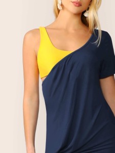 One Shoulder Longline Tee Without Bra