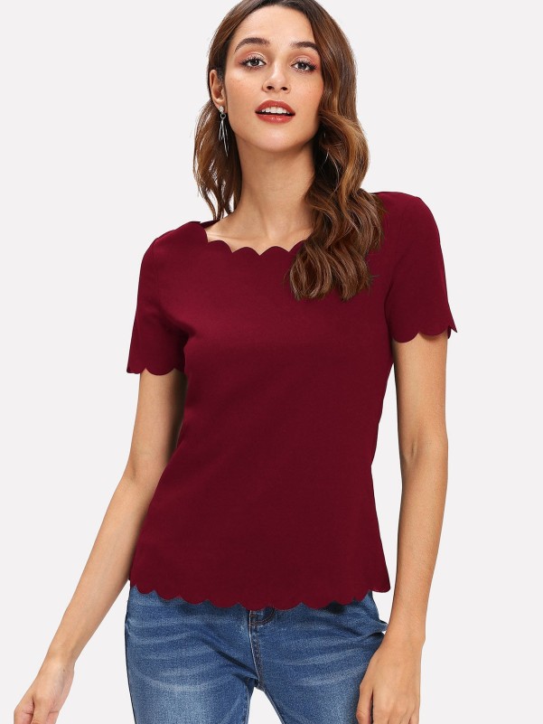 EMERY ROSE Scallop Edge Top