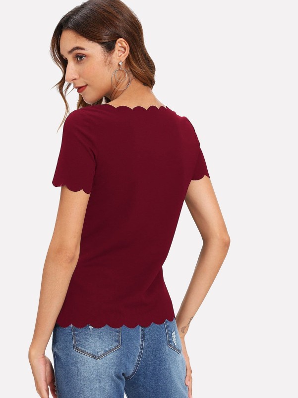 EMERY ROSE Scallop Edge Top