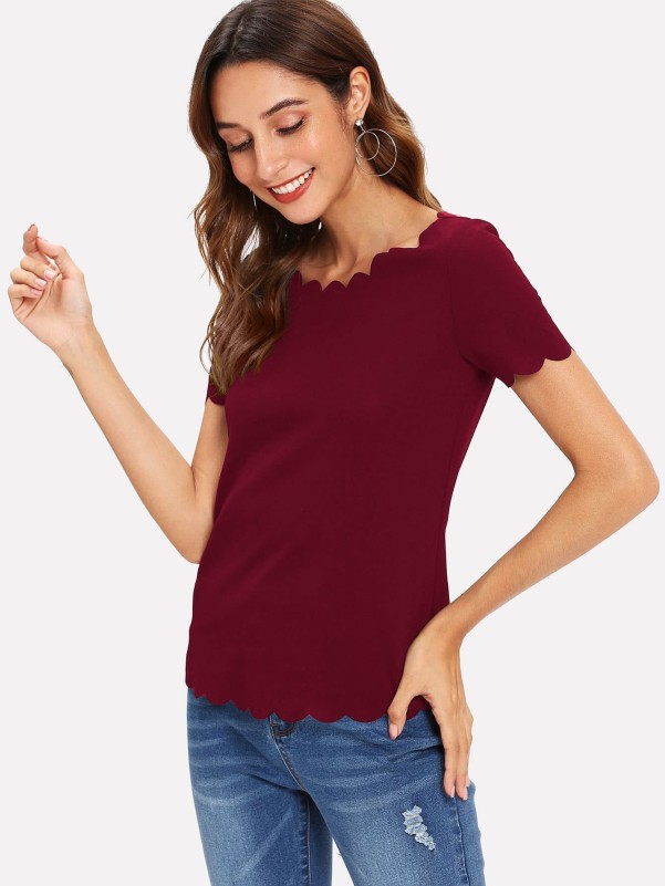 EMERY ROSE Scallop Edge Top