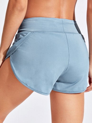 Solid Elastic Waist Dolphin Shorts