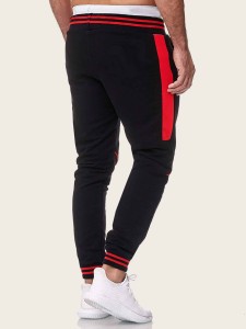 Men Contrast Tape Side Drawstring Waist Sweatpants