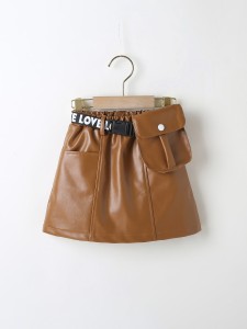 PU leather skirt with belt and loop