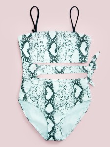 Girls Snakeskin Cut-out One Piece Swimsuit