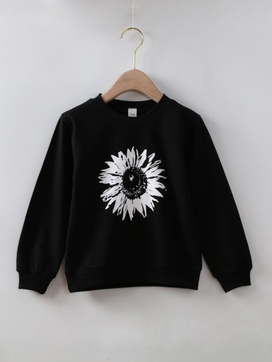 Toddler Girls Sunflower Print Sweatshirt