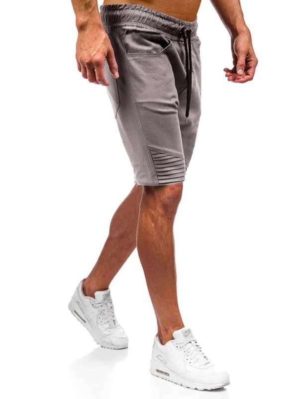 Men Locomotive Pleats Drawstring Bermuda Athletic Shorts