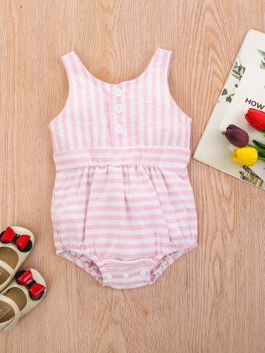 Baby Girl Striped Button Front Bodysuit