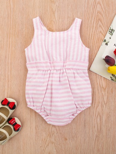 Baby Girl Striped Button Front Bodysuit