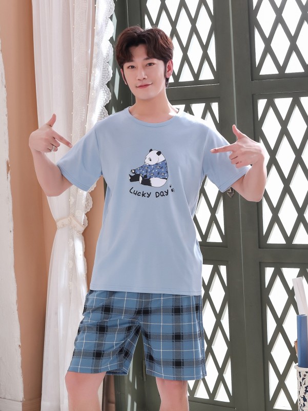 Pajama set by printing the engraving box and cartoon fees for men