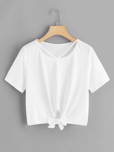 Plus Knot Hem Solid Tee