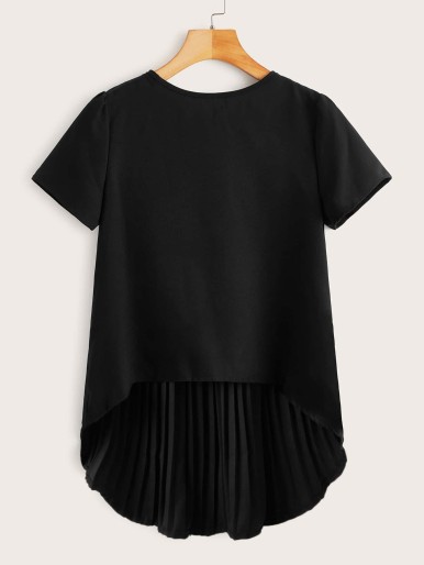 Plus High Low Hem Pleated Top