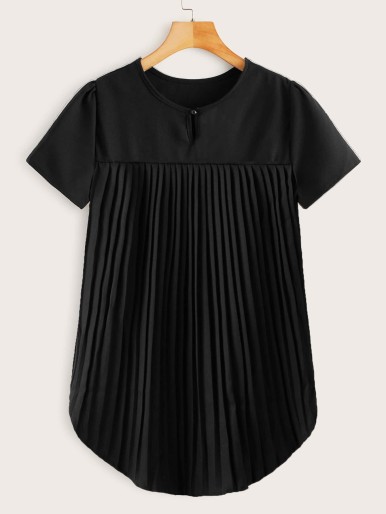 Plus High Low Hem Pleated Top