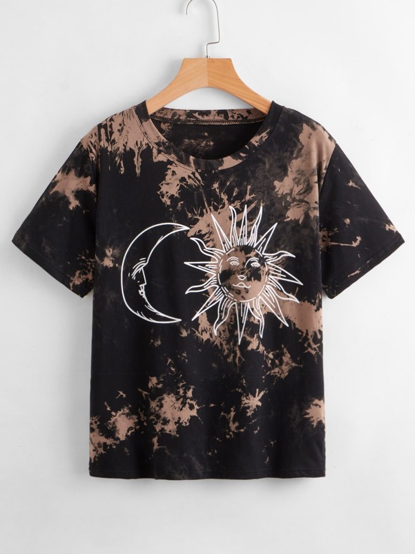 Sun & Moon Graphic Tie Dye Tee