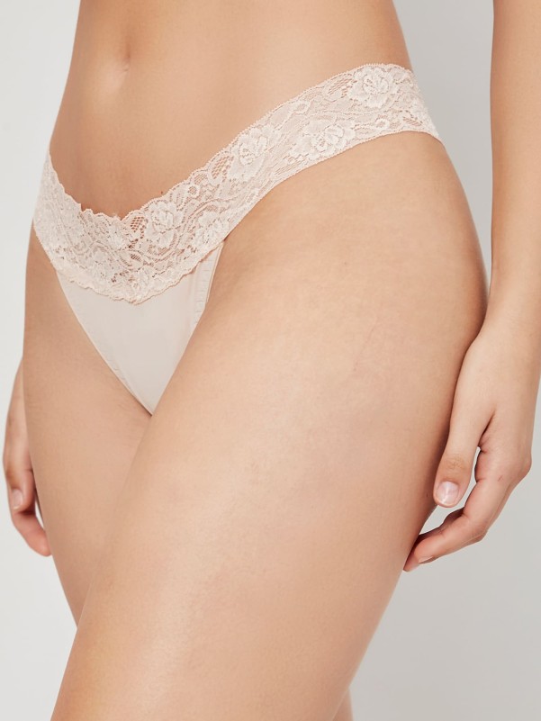 Contrast Lace Thong Panty