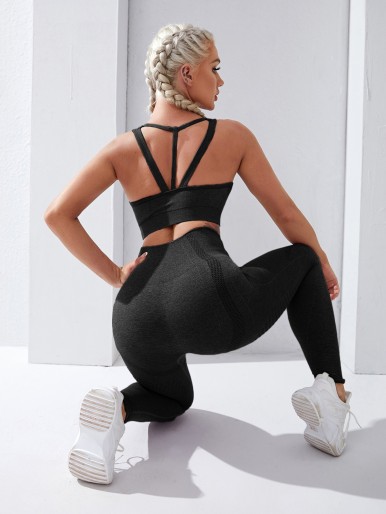 Space Dye Sports Bra & Eyelet Leggings