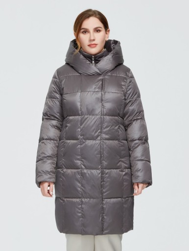 Astrid Plus Zip Up Hooded Puffer Coat