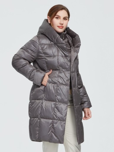 Astrid Plus Zip Up Hooded Puffer Coat