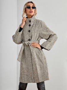 Button Front Belted Overcoat