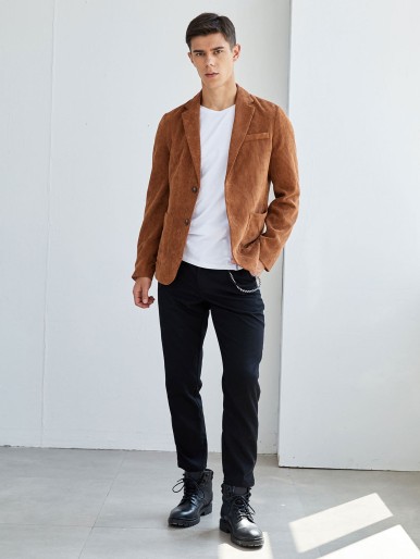 SHEIN Men Single Breasted Corduroy Blazer