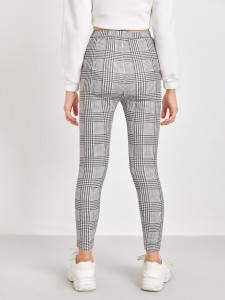 SHEIN Girls Elastic Waist Houndstooth Print Leggings