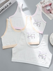 Girls Cartoon And Chinese Slogan Graphic Bralette