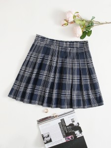 Plus Plaid Print Pleated Skirt