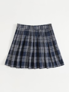 Plus Plaid Print Pleated Skirt