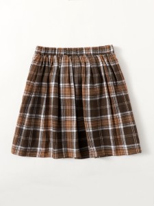 SHEIN Girls Elastic Waist Tartan Skirt