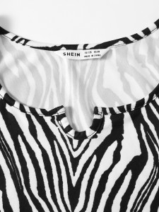SHEIN Girls Notched Neck Zebra Striped Tank Top