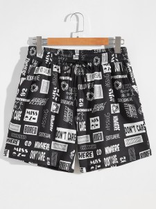 Men Allover Letter Graphic Shorts