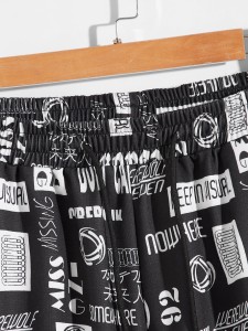 Men Allover Letter Graphic Shorts