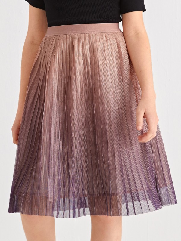 SHEIN Girls Ombre Pleated Skirt