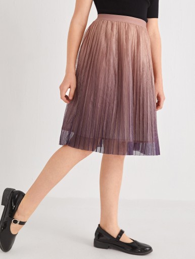 SHEIN Girls Ombre Pleated Skirt