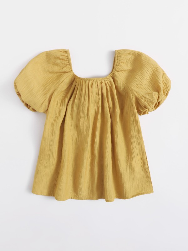 SHEIN Girls Bow Detail Solid Top