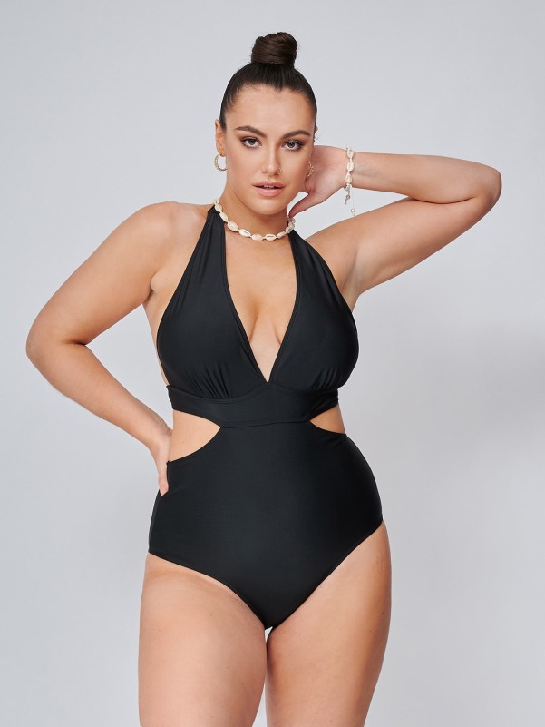 SHEIN Plus Cut-out One Piece Swimsuit