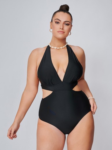 SHEIN Plus Cut-out One Piece Swimsuit