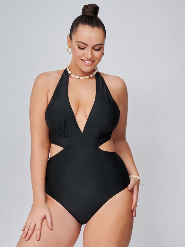 SHEIN Plus Cut-out One Piece Swimsuit