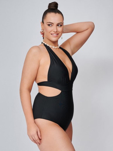 SHEIN Plus Cut-out One Piece Swimsuit