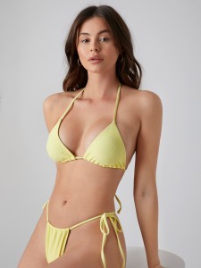 SHEIN Rib Triangle Halter Bikini Top