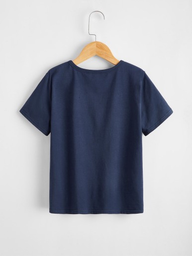 Shein buttons on the simple front occasional t-shirts & tanks- boy
