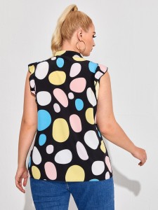 Plus Polka Dot Tie Neck Blouse