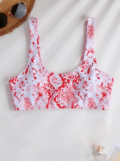 Snakeskin Print Bikini Top