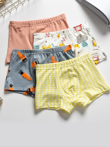 Toddler Boys 4pcs Cartoon Graphic Underwear